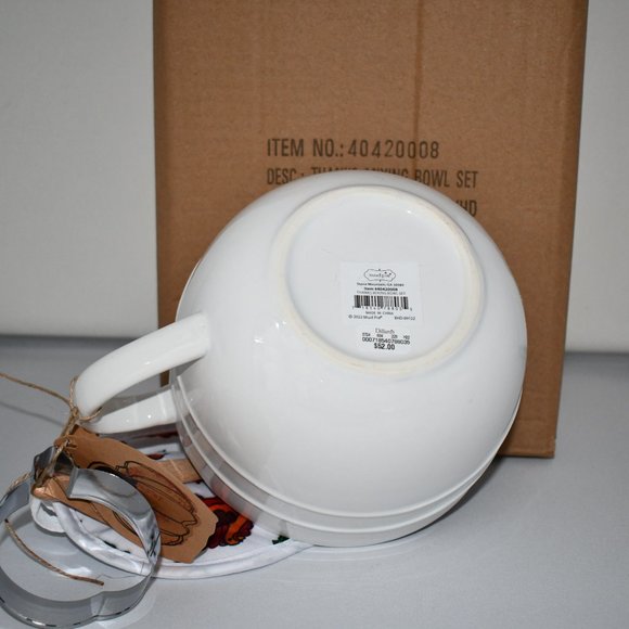 Mud Pie Festive Fall Collection Thanks 4-Piece Mixing Bowl Set #40420008 NWT - Picture 5 of 6